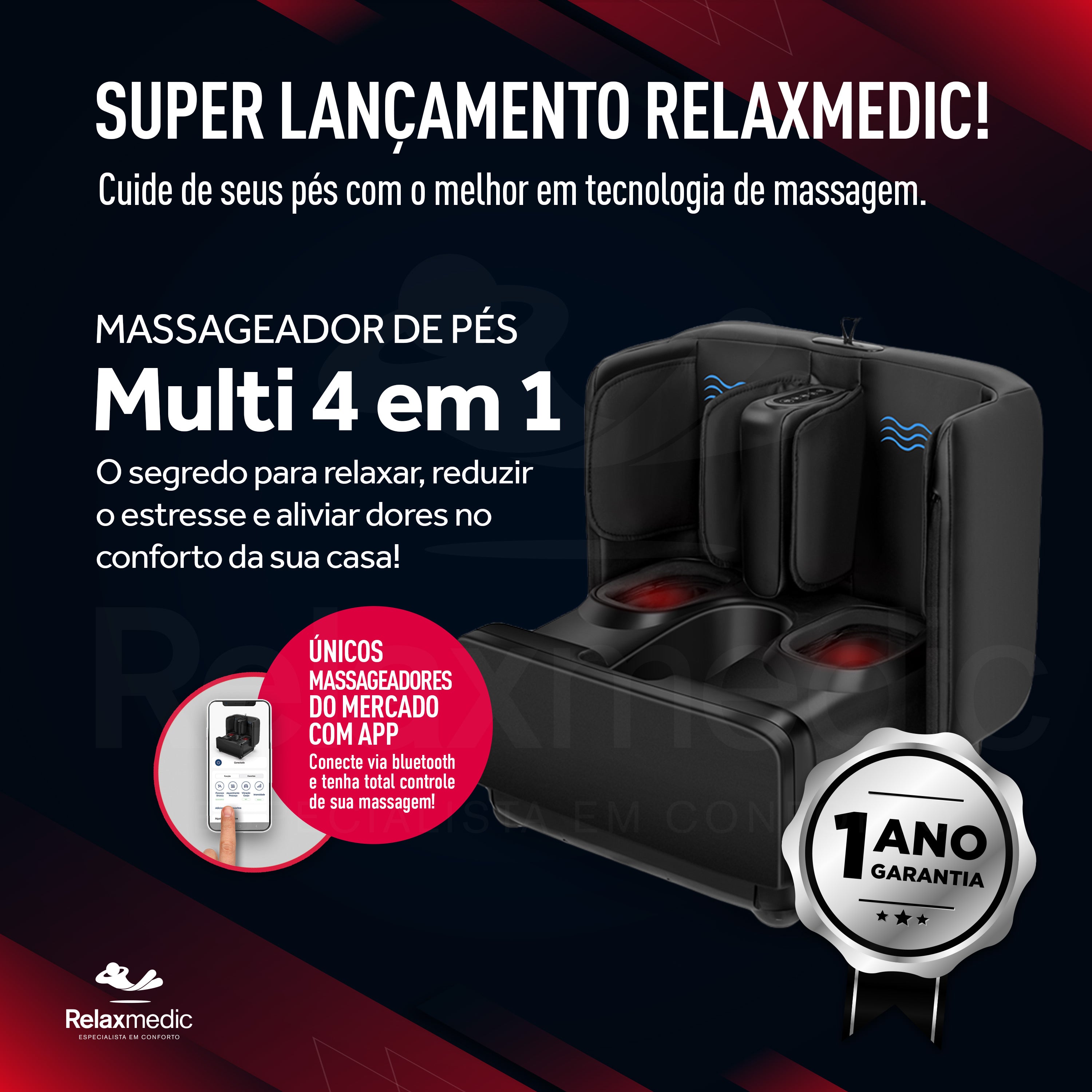 Massageador de Pés e Pernas Multi 4 em 1