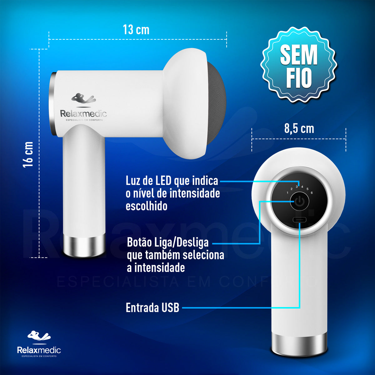 Massageador Elétrico Orbit Touch Sem Fio