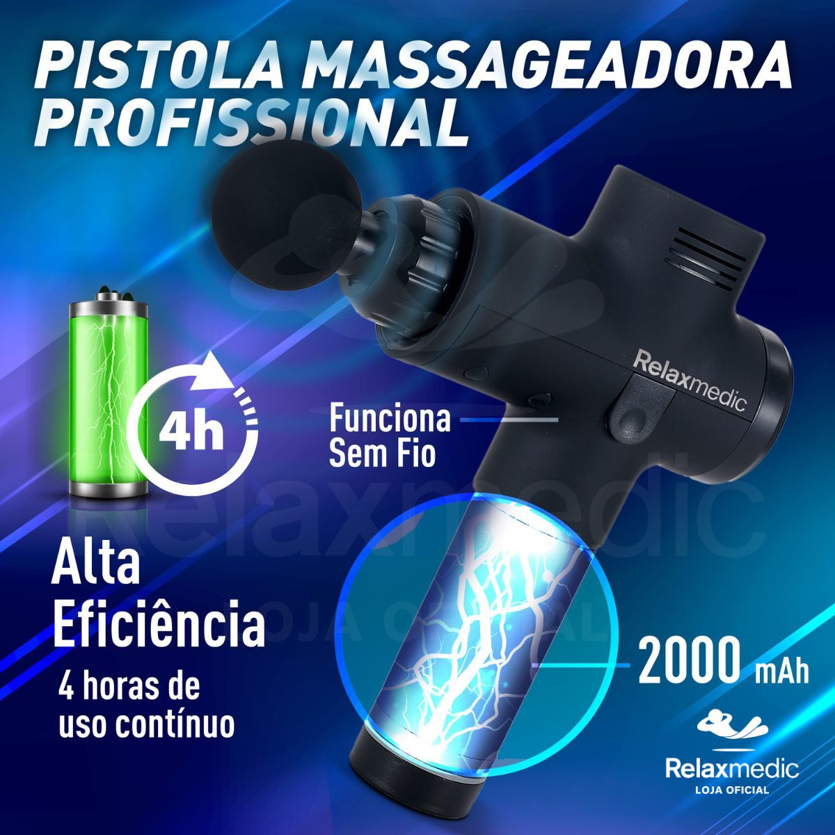 Pistola Massageadora Profissional Deep Therapy Cinza