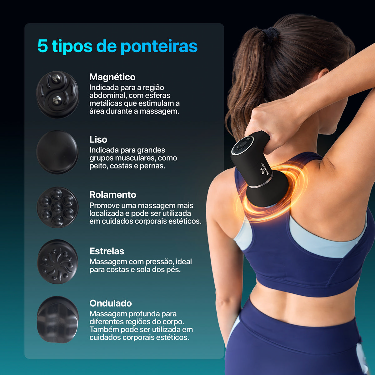Massageador sem fio movimento circular e orbital Orbit Touch Lite 6 níveis