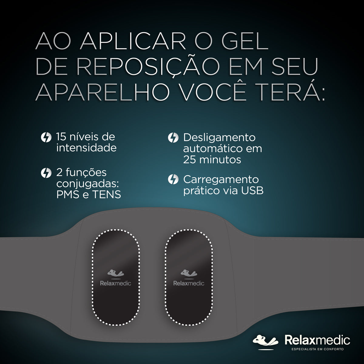 Gel Reposição Eletroestimulador Muscula Multiuso Power Relax