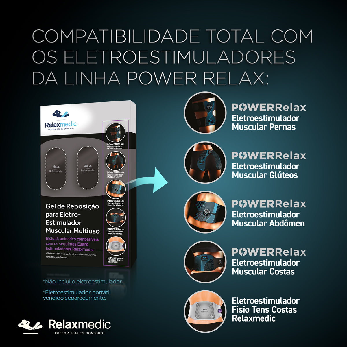 Gel Reposição Eletroestimulador Muscula Multiuso Power Relax