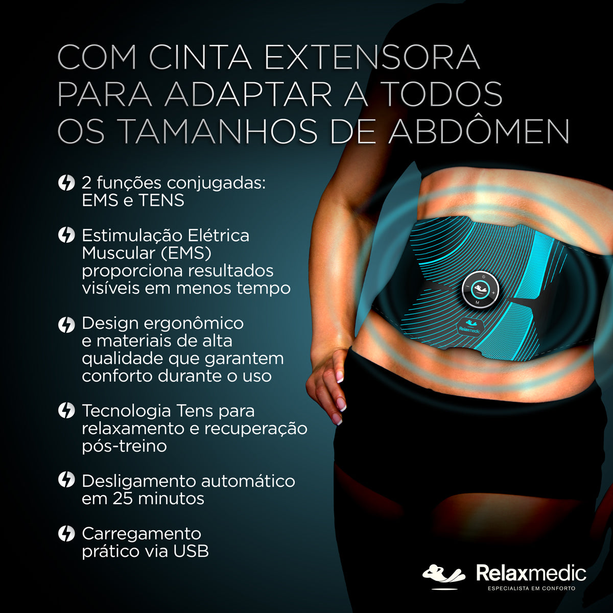 Eletroestimulador Muscular Abdômen Power Relax