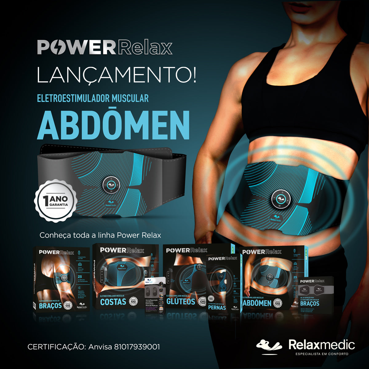 Eletroestimulador Muscular Abdômen Power Relax