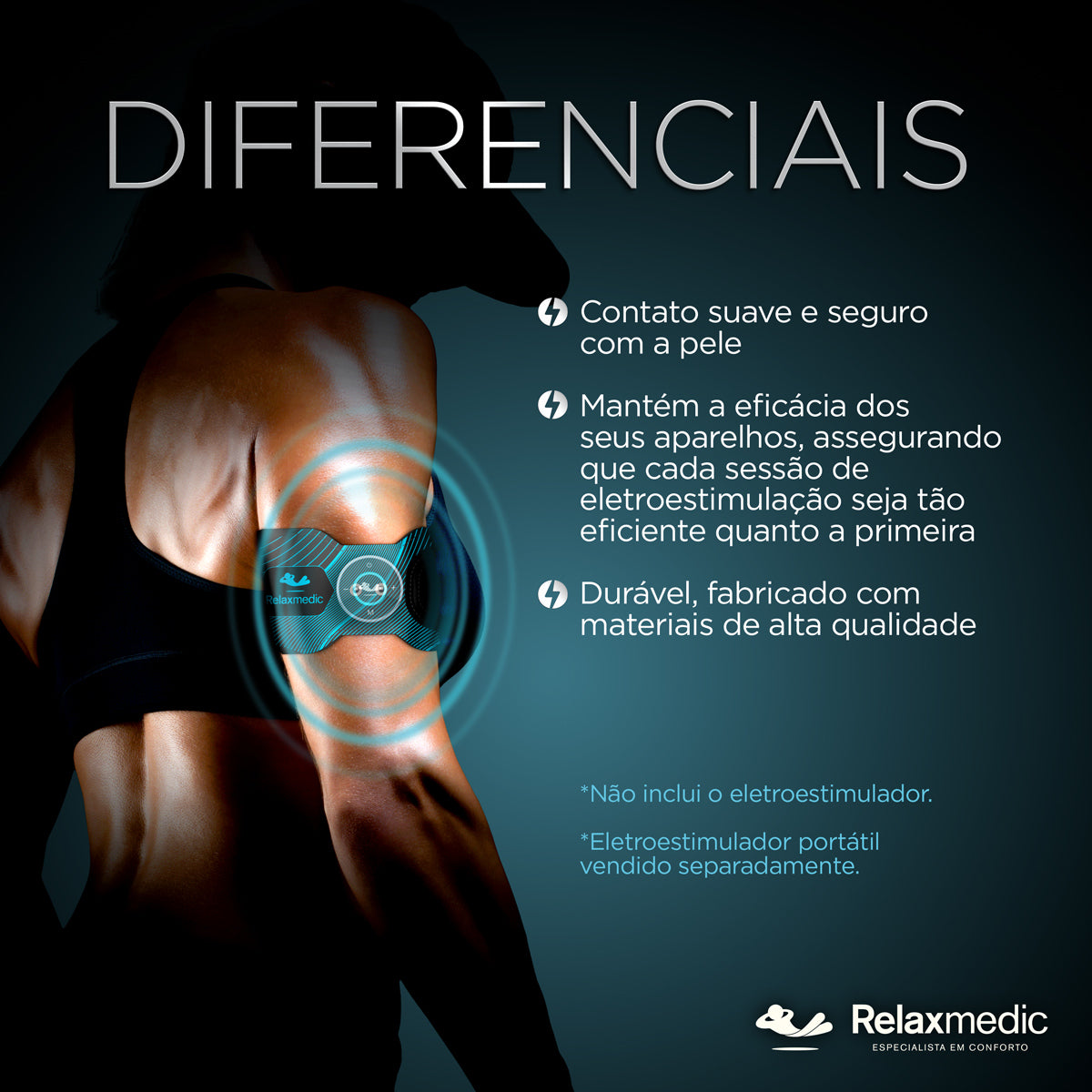 Gel Reposição Eletroestimulador Muscular Braço Power Relax