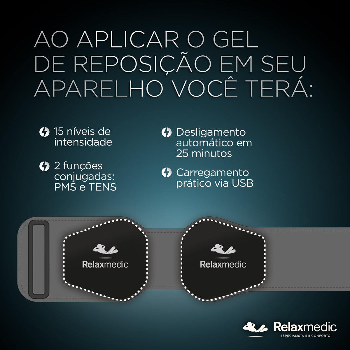 Gel Reposição Eletroestimulador Muscular Braço Power Relax