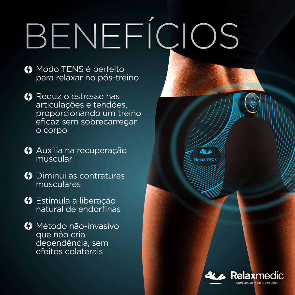 Eletroestimulador Muscular Glúteos Power Relax