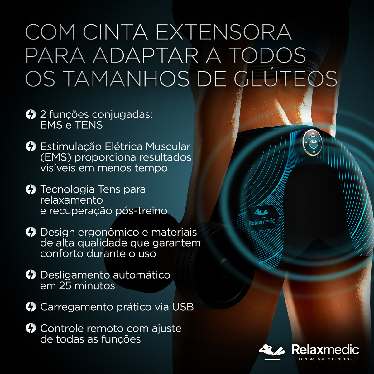 Eletroestimulador Muscular Glúteos Power Relax