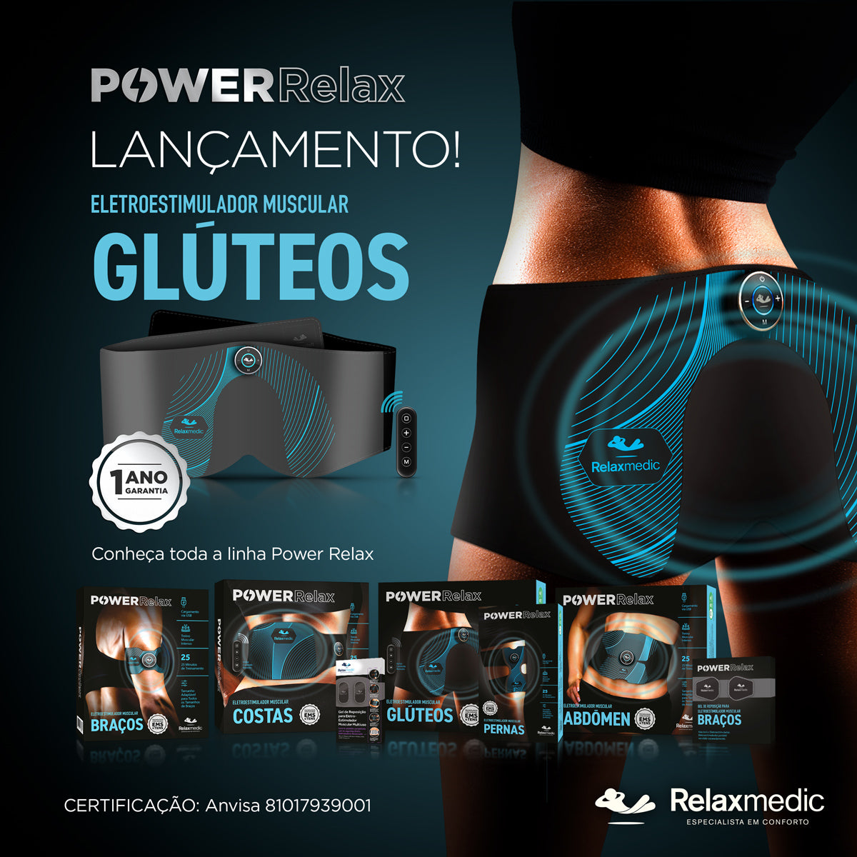 Eletroestimulador Muscular Glúteos Power Relax