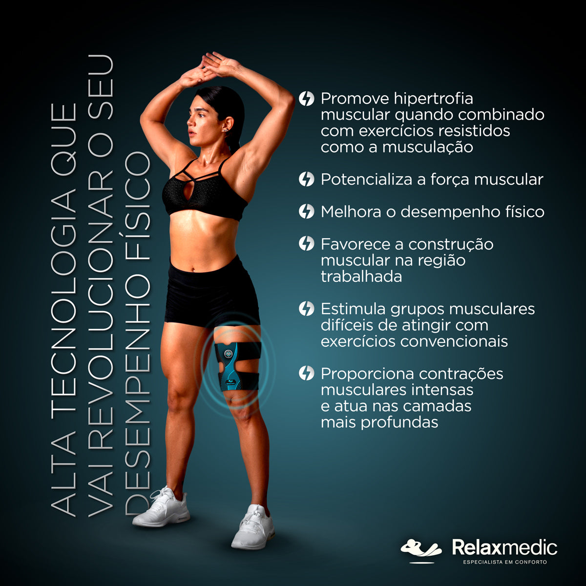 Eletroestimulador Muscular Pernas Power Relax