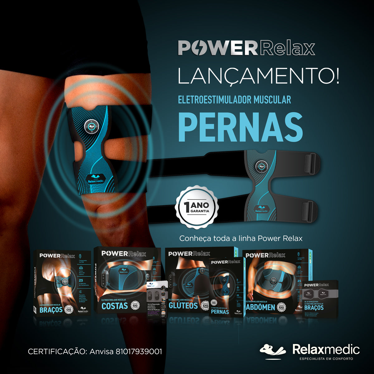 Eletroestimulador Muscular Pernas Power Relax