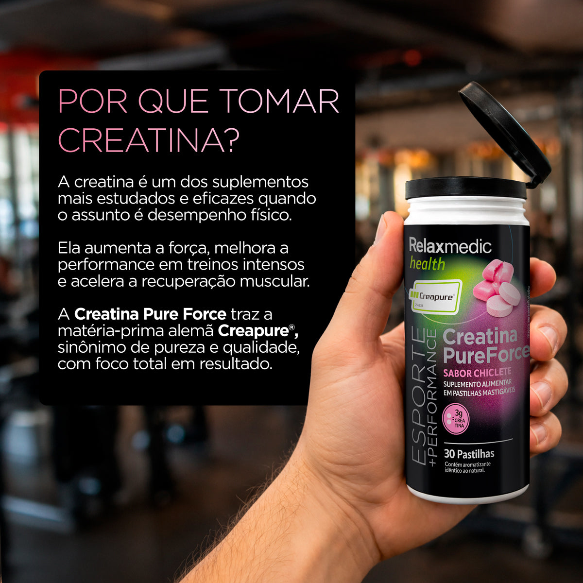 Creatina Pure Force - Sabor Chiclete
