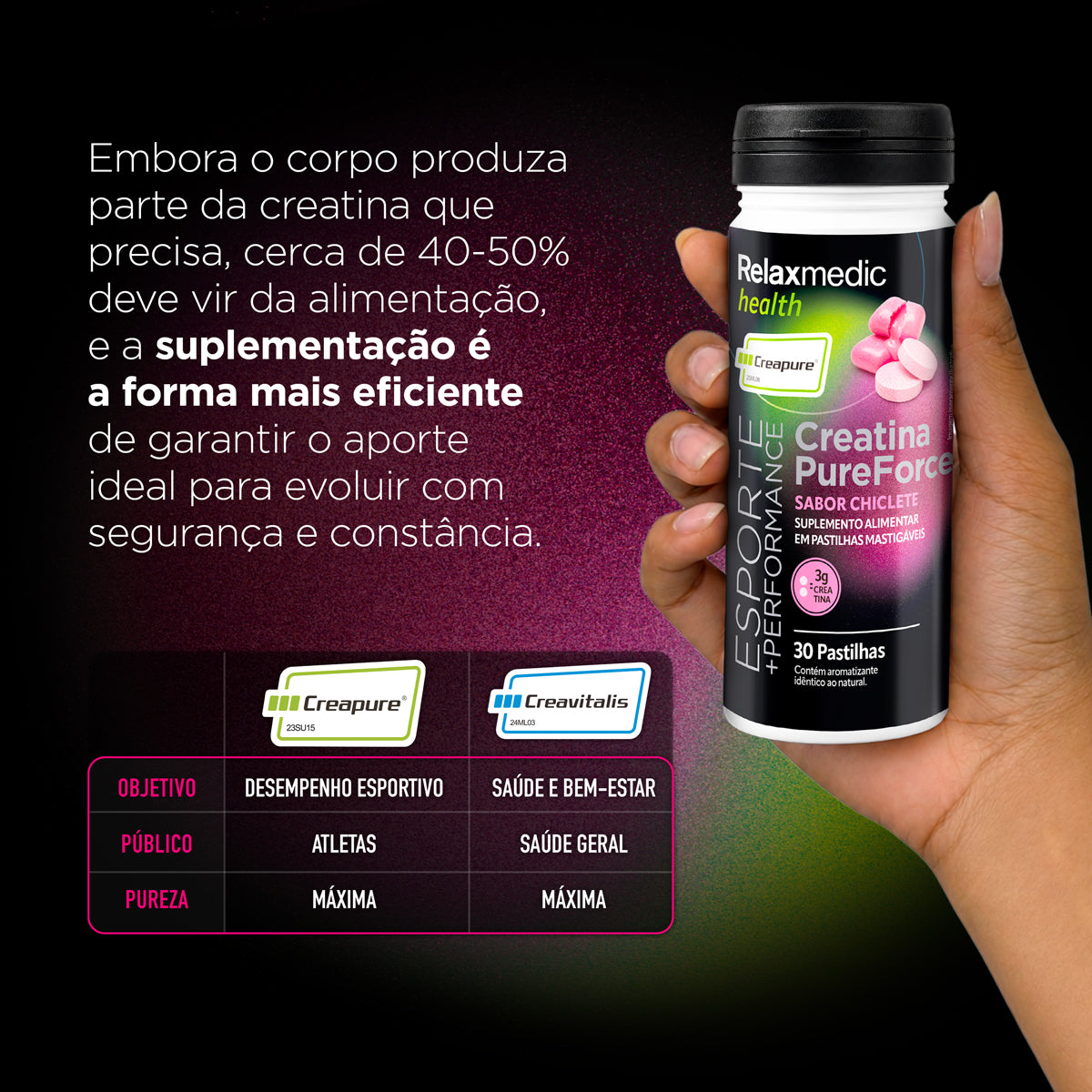 Creatina Pure Force - Sabor Chiclete
