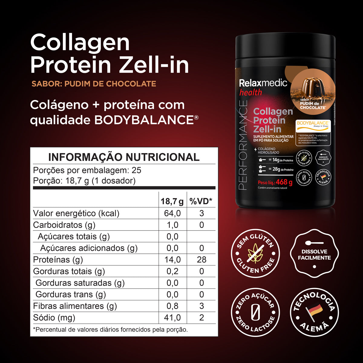Proteína Zell In Bodybalance Pudim de Chocolate 468g