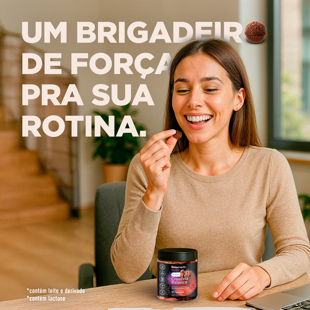 Creatina Balance Dado de Brigadeiro 100% Pura Alemã Creavitalis® 60un