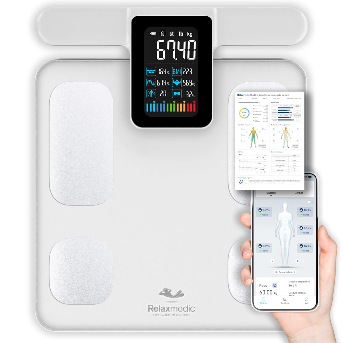 Balança de Bioimpedância Bodyscan Pro Branca