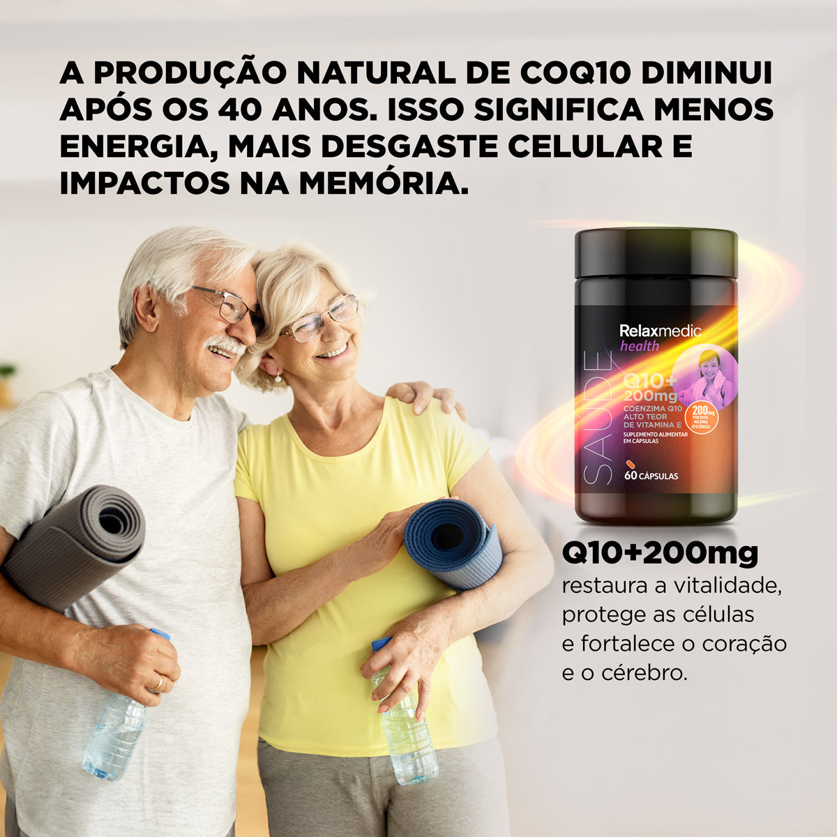 Coenzima Q10+ 200 mg Com Vitamina E - 60 Cápsulas