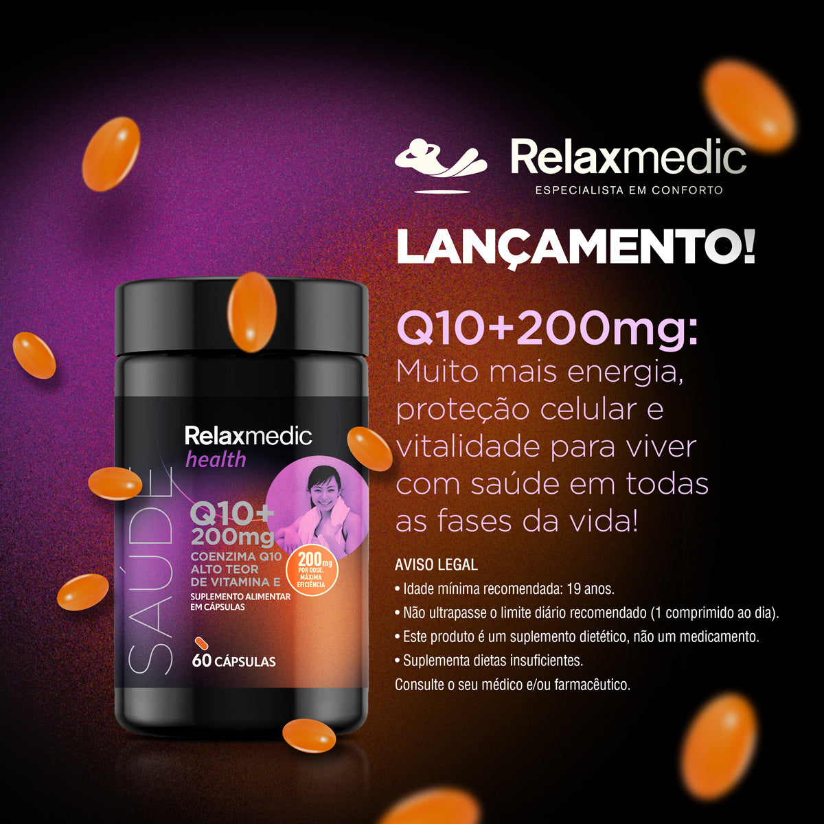 Coenzima Q10+ 200 mg Com Vitamina E - 60 Cápsulas