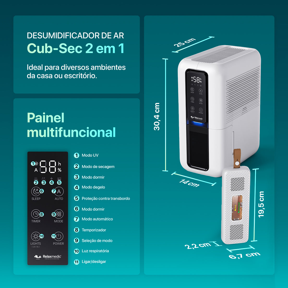 Desumidificador de Ar Cub-Sec 2 em 1