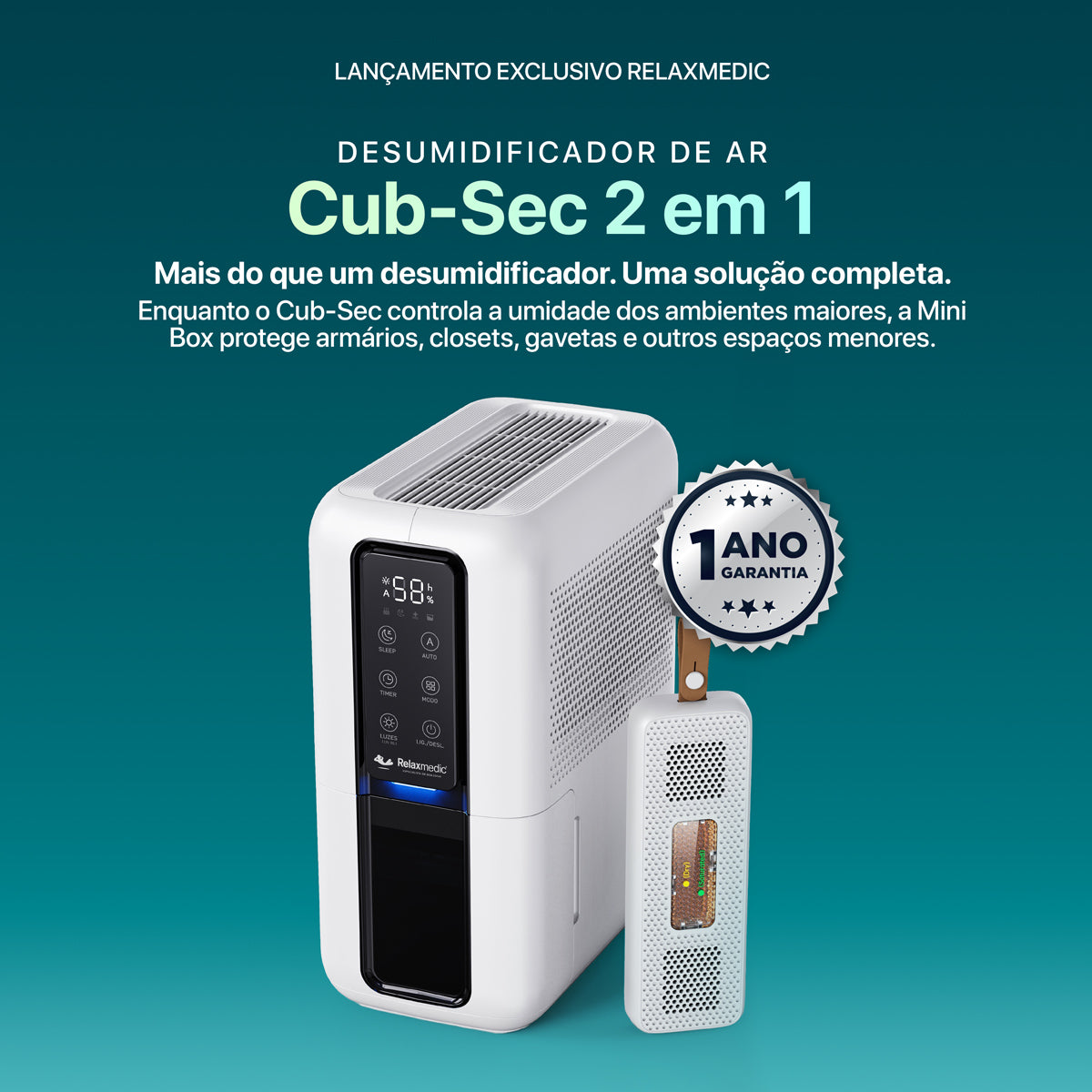 Desumidificador de Ar Cub-Sec 2 em 1