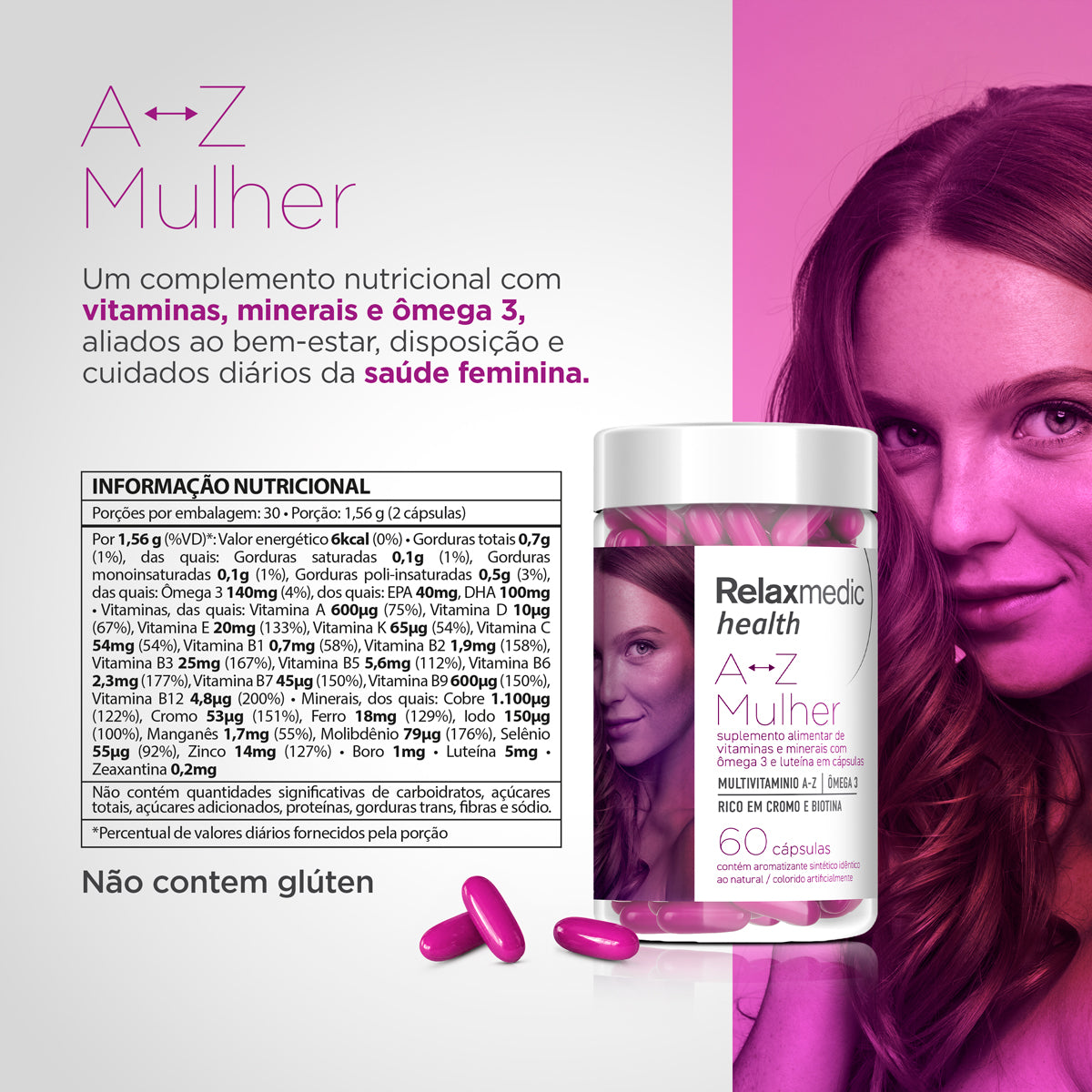 A-Z Mulher Vitaminas e Minerais com Omega 3 60 Capsulas