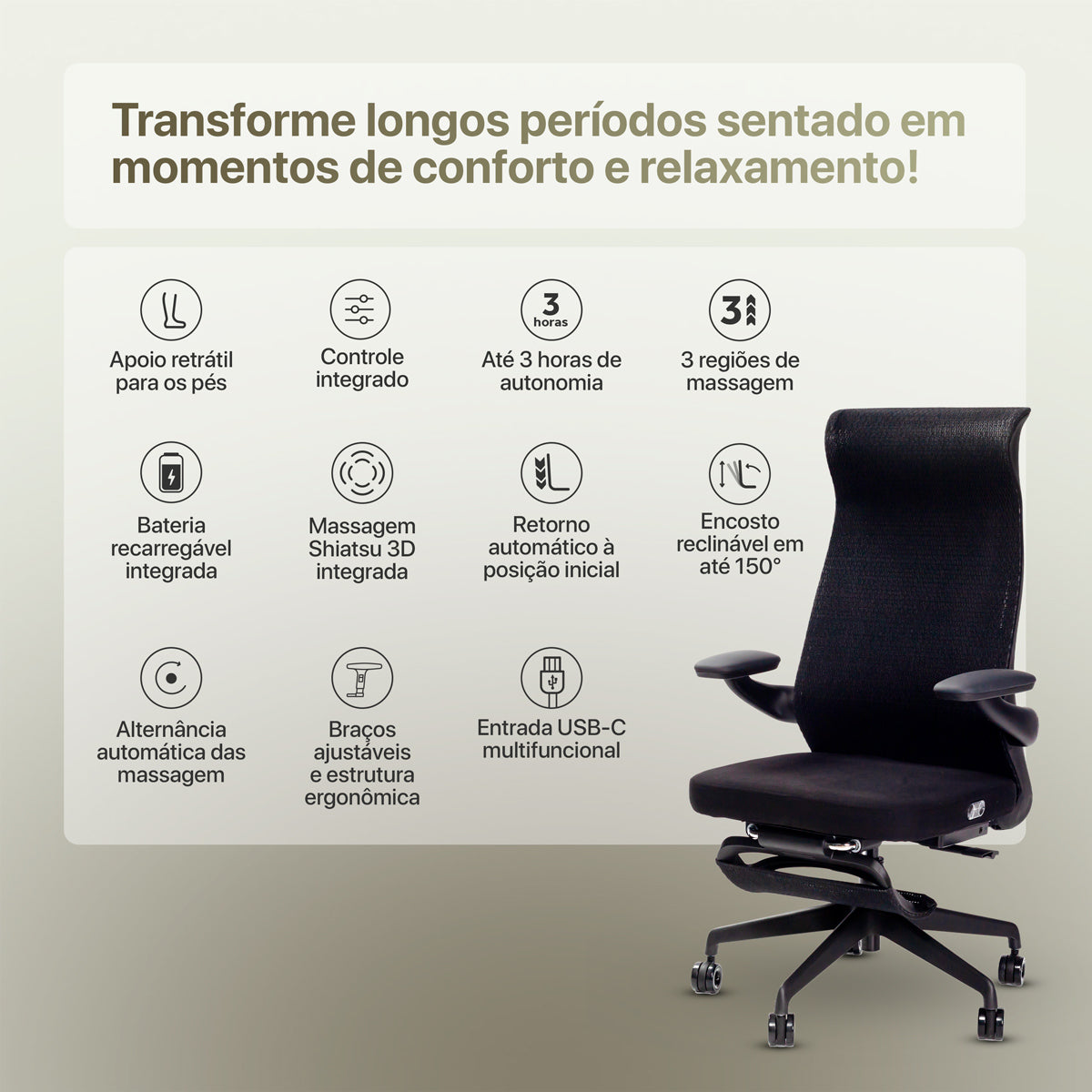 Cadeira de Escritório Massageadora Relaxflex