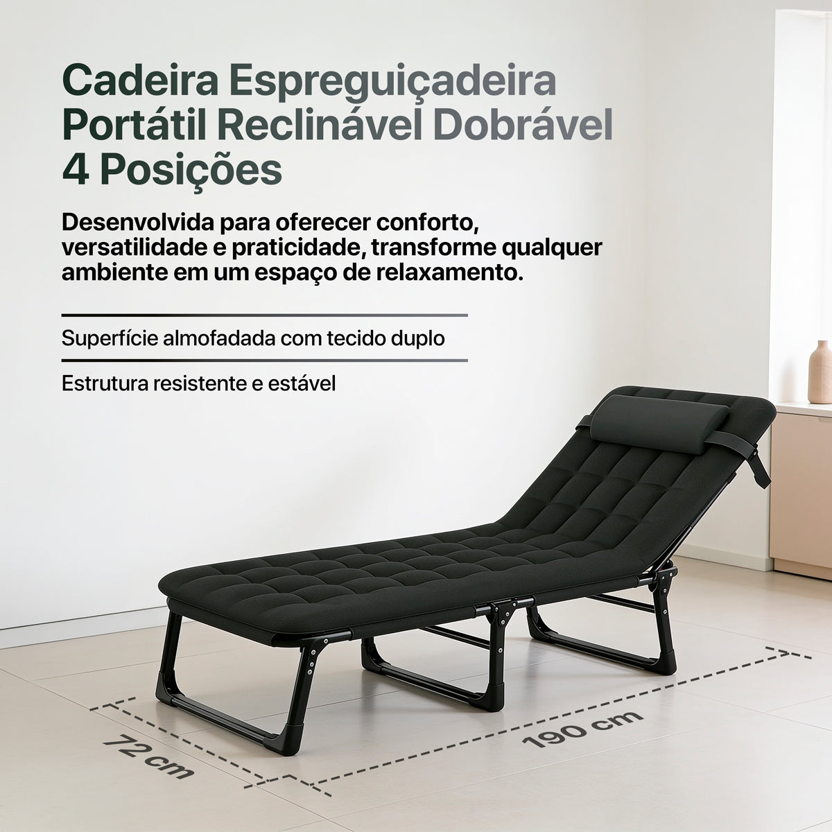 CADEIRA ESPREGUIÇADEIRA PORTÁTIL RECLINÁVEL DOBRÁVEL 4 POSIÇÕES
