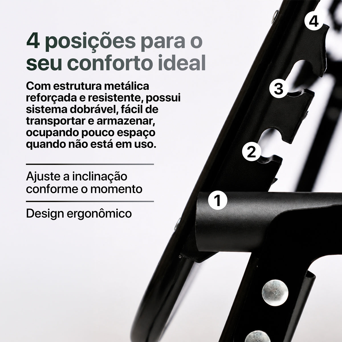 CADEIRA ESPREGUIÇADEIRA PORTÁTIL RECLINÁVEL DOBRÁVEL 4 POSIÇÕES