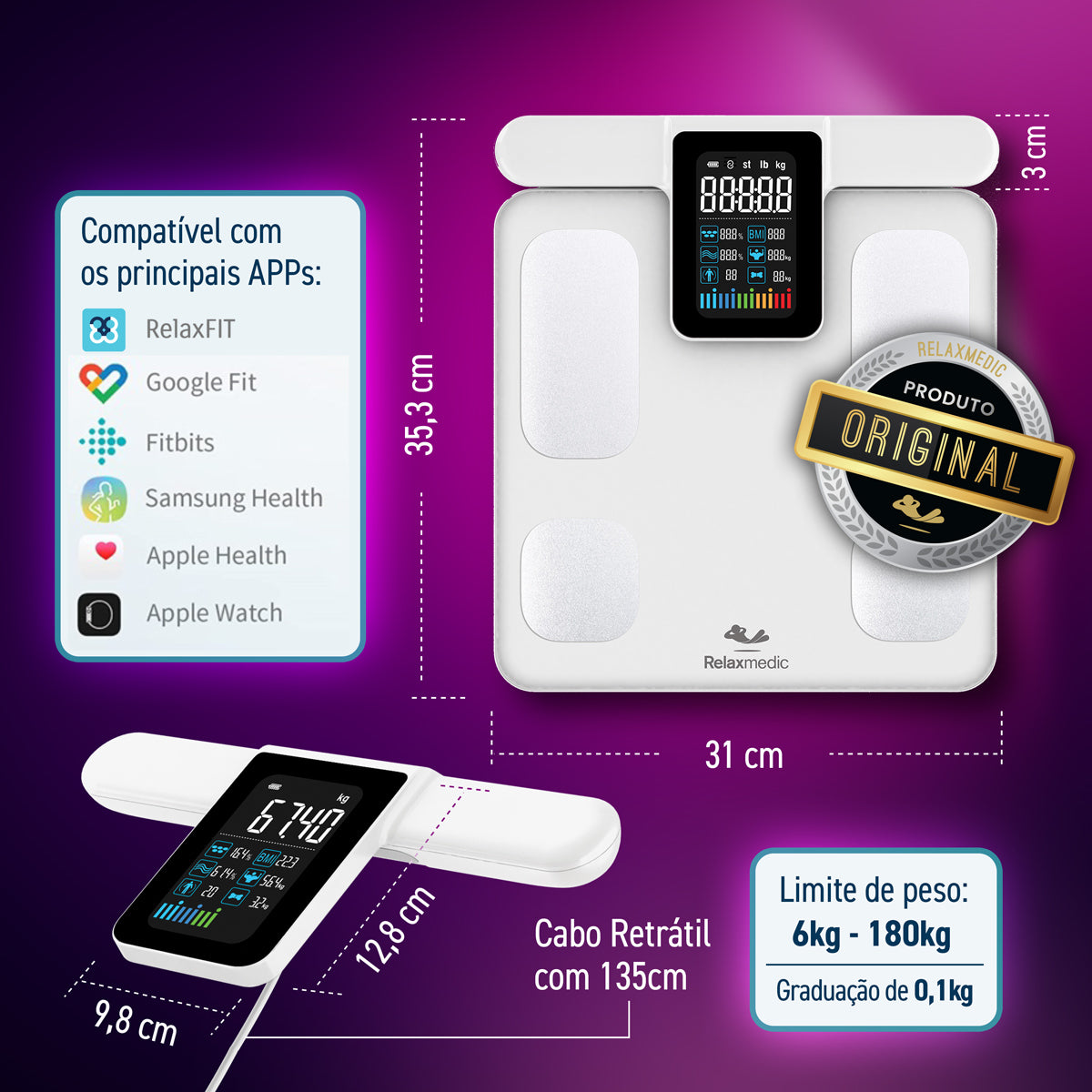 Balança de Bioimpedância Bodyscan Pro Branca