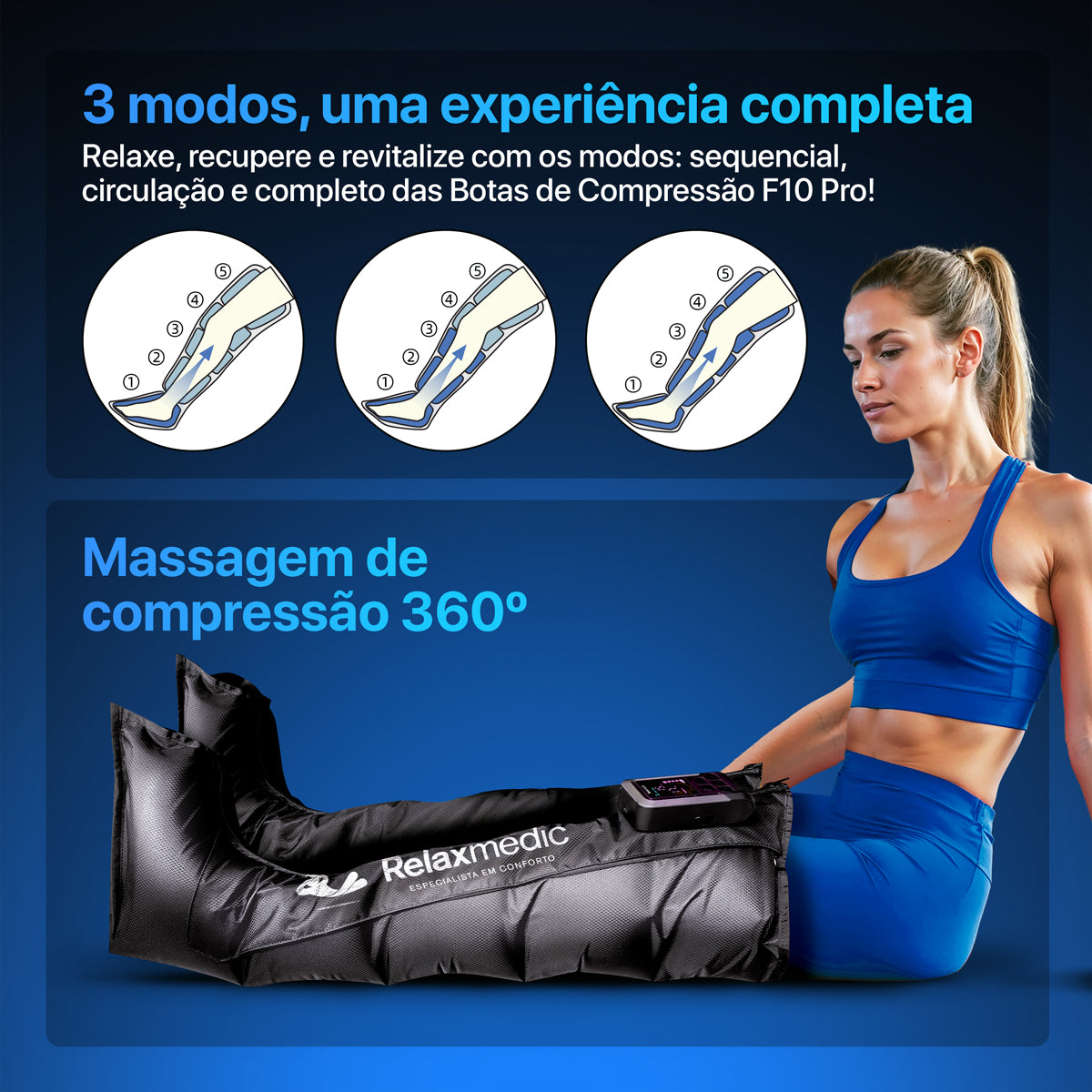 Bota de Compressão Pneumática F10 Pro – Acompanha Bolsa de Transporte