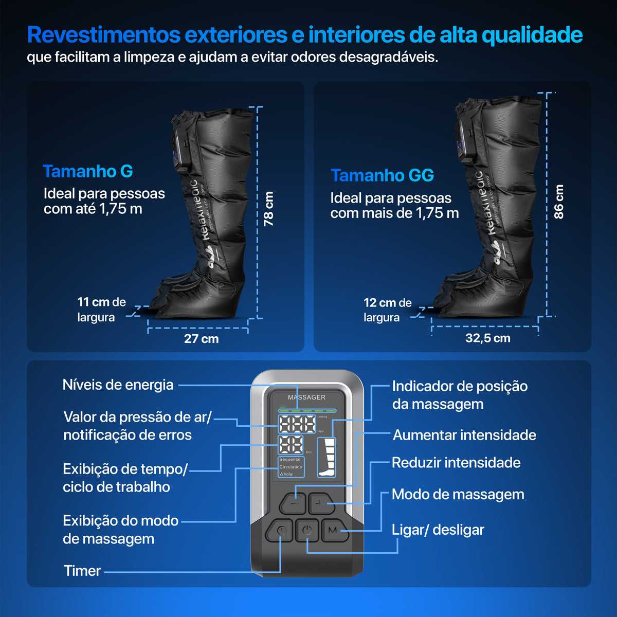 Bota de Compressão Pneumática F10 Pro – Acompanha Bolsa de Transporte