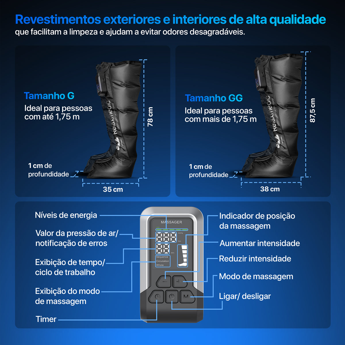 Bota de Compressão Pneumática F10 Pro – Acompanha Bolsa de Transporte