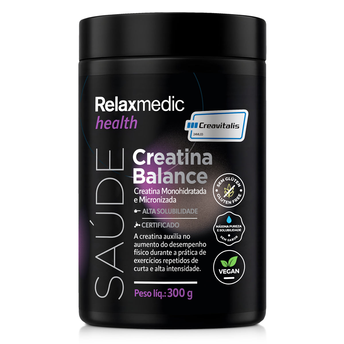 Creatina Alemã 100% Pura Creavitalis® Micronizada Alta Solubilidade 300g