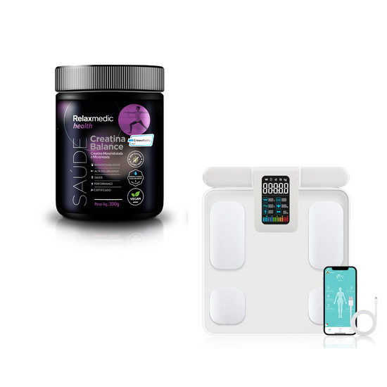 Kit Creatina Balance 300g + Balança Bodyscan Pro Branca