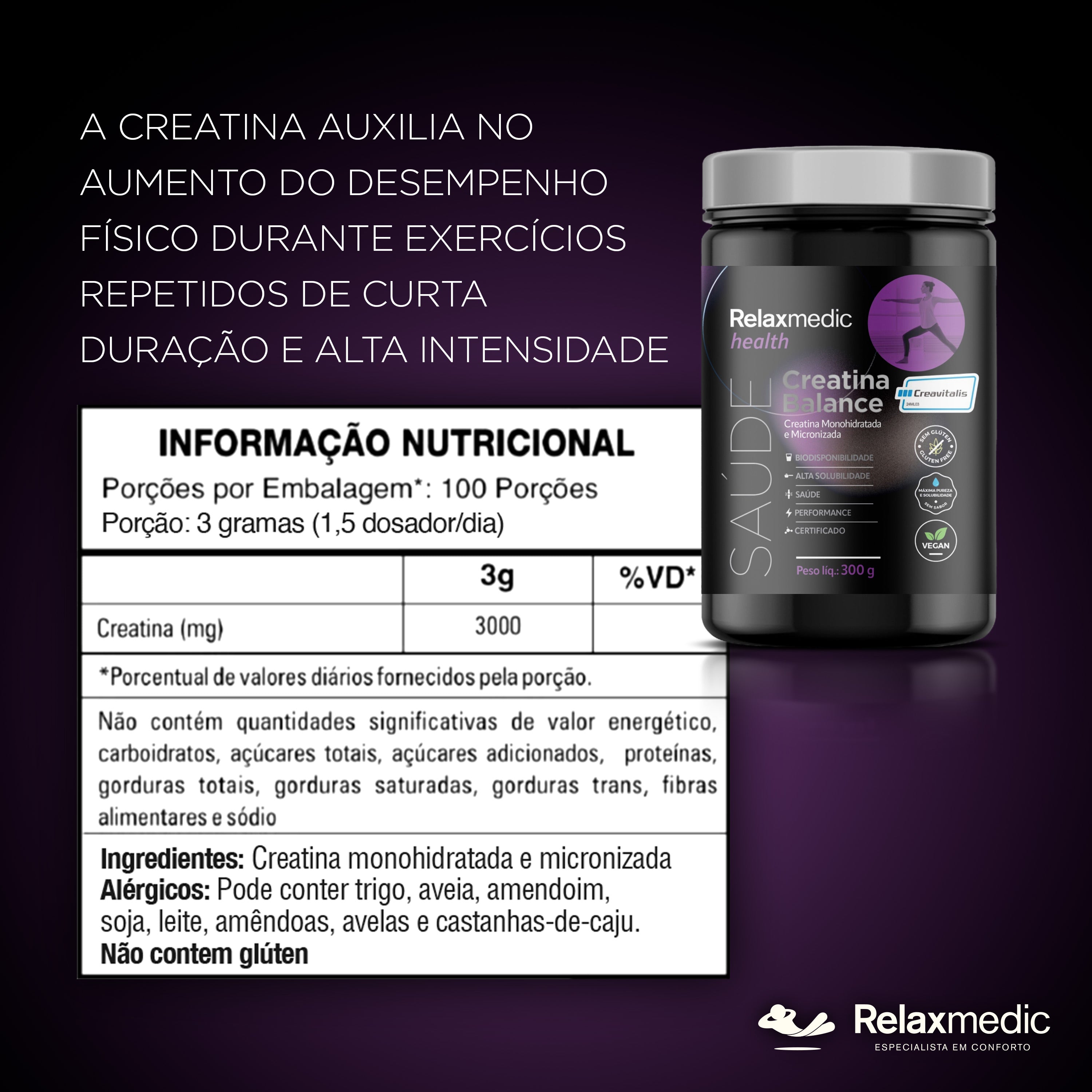 Kit Creatina Balance 300g + Balança Bodyscan Pro Branca