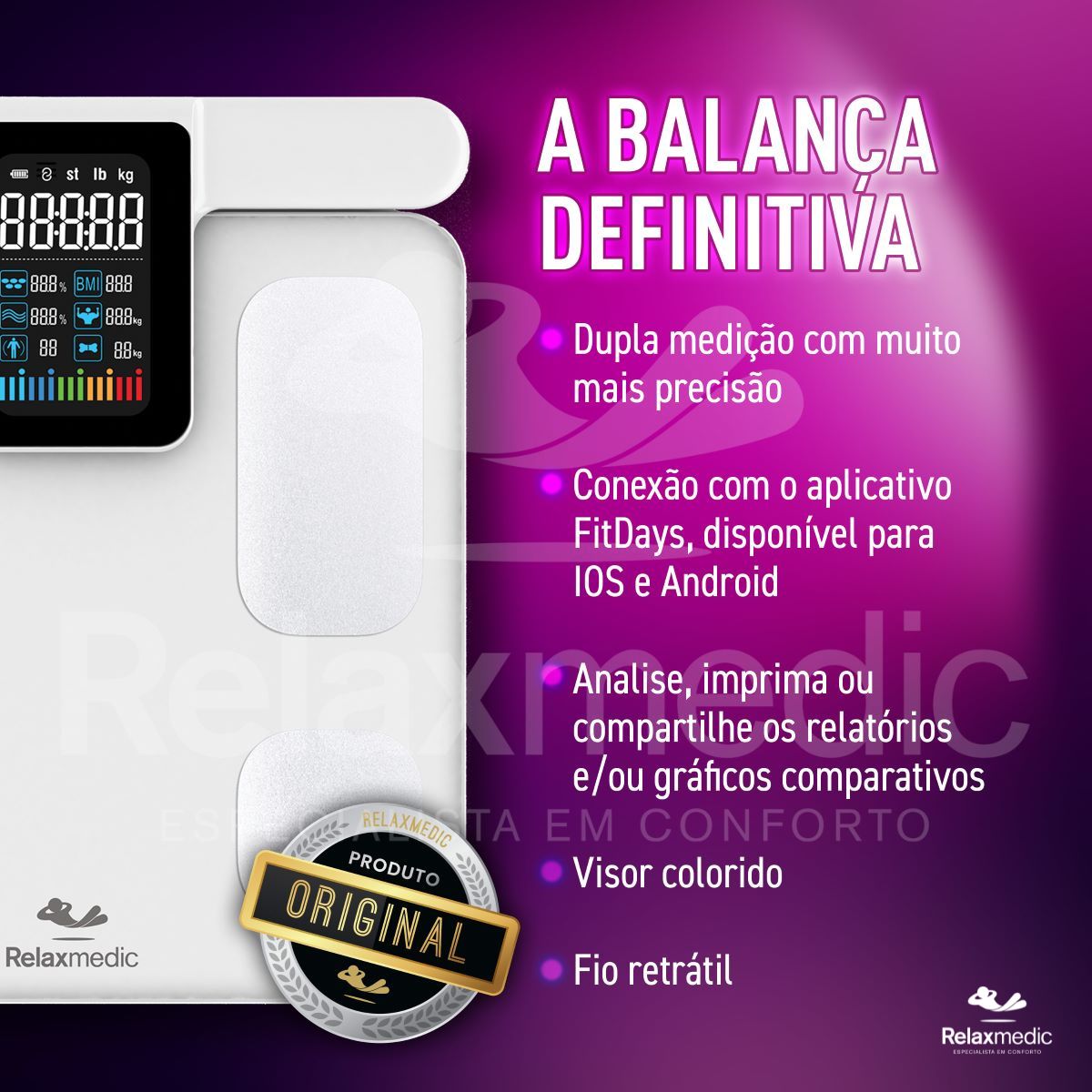 Kit Creatina Balance 300g + Balança Bodyscan Pro Branca